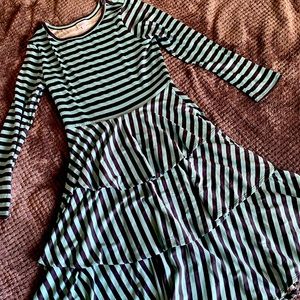 LLR Georgia dress. Mint and navy stripes